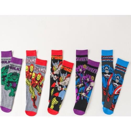 Disney sports socks for children over 12 years old Marvel superhero series Captain America Thor Hulk casual cotton adult socks