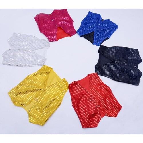 Kids Sequin Waistcoat Party Costume Unisex Choir Stage Jacket Performance Adult VestFestival Dancewear Jazz Tops