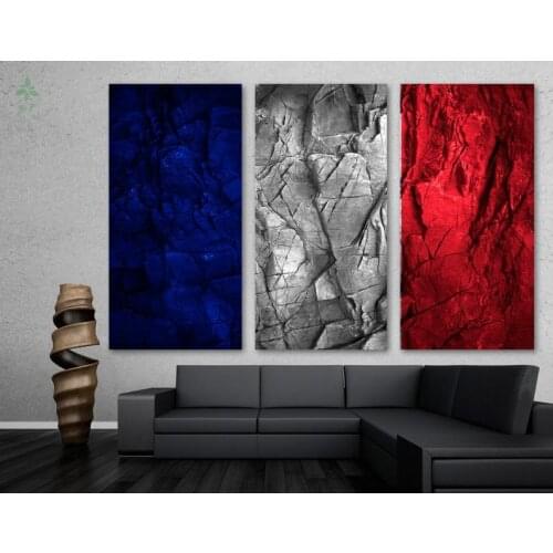 France Flag Stone Effect Canvas Print Wall Art Triptych Home Room Decor Interior Design