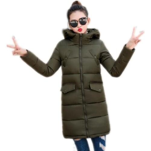Hot Sale 2018 New Winter Women Down Jacket Female Hooded Medium-Long Down Cotton Jacket Casual Slim Winter Jackets Female Q688