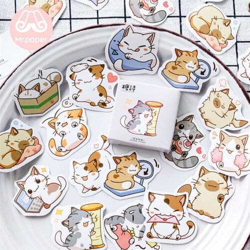JIUMO 45Pcs/box 24Patterns Cute Cartoon Stickers Scrapbooking Hand Account DIY Decoration Animals Strawberry Stationery Stickers