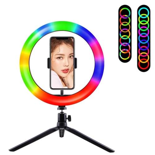 2021 Newest 10 Inch RGB Video Light LED Ring Lamp with Tripod Stand RGB Ring Light for Tik Tok Youtube Vlog Live