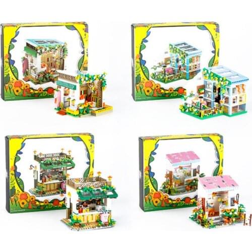 City Mini Shop Market Street View Sets Building Blocks Model Creative Accessories Bricks Construction Toys for Children Gifts