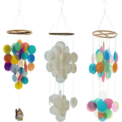 Korean Style Seashell Wind Chimes Rainbow Natural Windows Wall Hanging Windchimes Craft Decoration Patio Balcony Garden