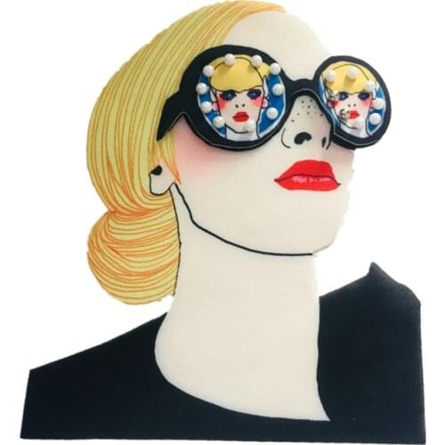 Big Size Cool Glasses Girls Styles Sew On Patches Fashion Lady Patches For Clothing DIY On Coats Jackets Applique For Women