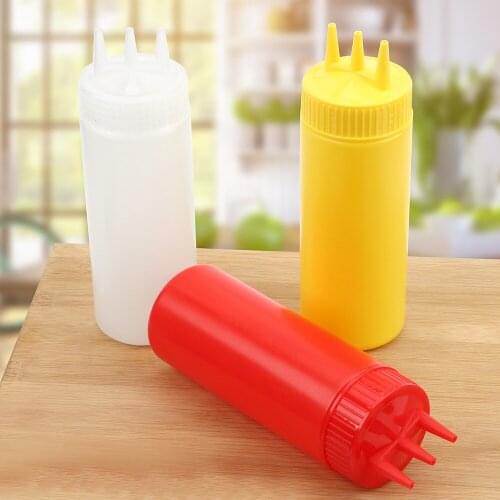 Sauce Vinegar Oil Ketchup Gravy Cruet 3 Colors Kitchen Accessories Condiment Dispenser Gravy Boat 3 Hole Squeeze Bottle
