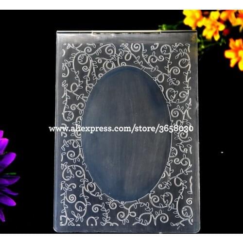 Leaves Oval Frame Plastic Embossing Folder For Scrapbook DIY Album Card Tool Plastic Template 10.5x15cm 8070606