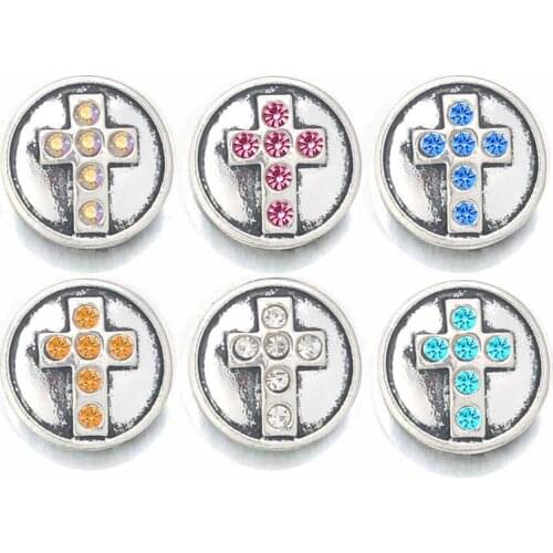 Fashion 062 Crystal Cross 3D 12mm Metal Snap Button For Bracelet Necklace Interchangeable Jewelry Women Accessorie Findings