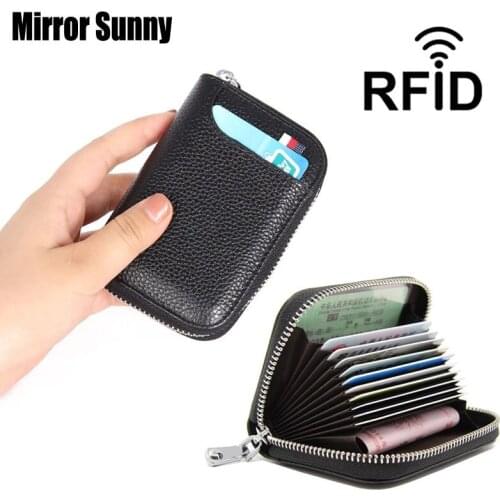 MS010 First Layer Cow Leather RFID Anti-theft Business Credit Card ID Holder Korean Card Wallet Multi-card Purse Genuine Leather