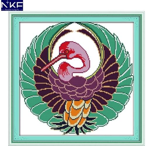 NKF Long-beaked Bird Cross Stitching Pattern Handmade Craft Needlework Cross-Stitch Embroidery Kit Cross Stitch for Home Decor