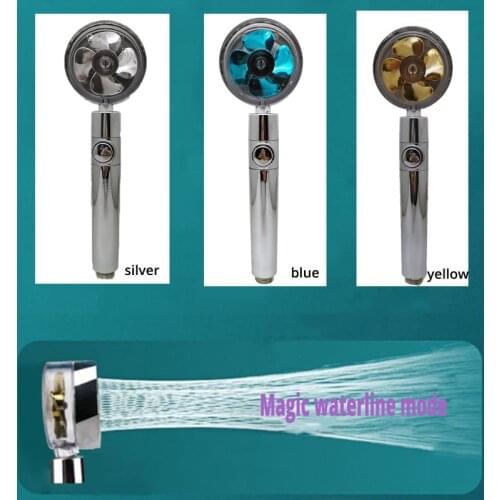 360 Degrees Rotating Rainfall With Small Fan Hand-held Shower Head High Pressure Spray Nozzle Water Saving Bathroom Accessories