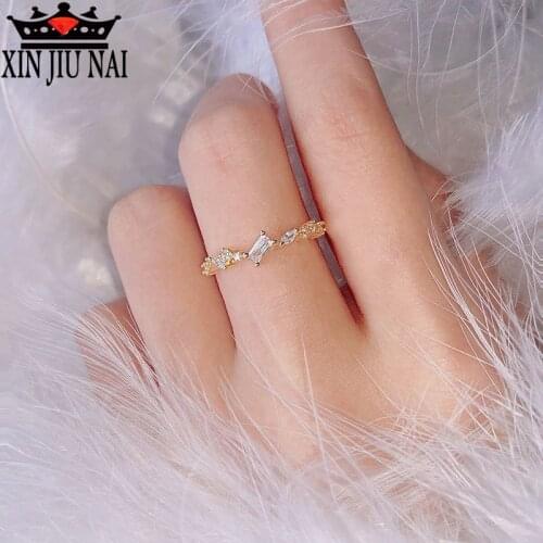 2019 new Golden Luxury Womens Jewelry with High Quality Transparent Zircon Retro style Ring Valentines Day Gift