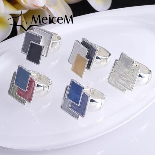 MeiceM 2021 New Arrivals Geometric Rings for Women Fashion Rings Friends Gift Trendy Enamel Alloy Metal Fnger Ring Jewelry