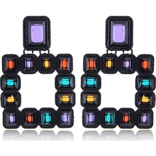 New European And American Coloured Acrylic Earrings Alloy Earrings Zaza Style Simple Fashion Lady