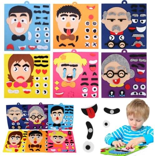 Diy Kids Toys Emotion Change Stickers Puzzle Toys Game Creative Facial Expression Learning Educational Toy for Children Baby
