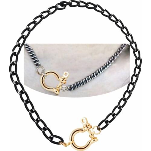 Wholesale stainless steel Shackle charm Holder necklace women men jewelry links chain Collar Oval Chunky chokers statement 2020