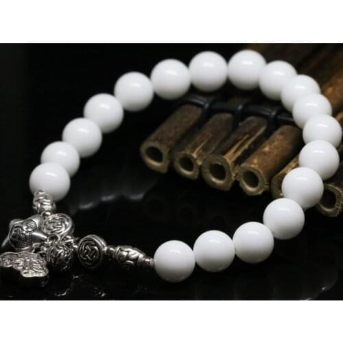 Original design new fashion factory outlet 8mm round beads white porcelain women bracelets elegant jewelry making 7.5inch B2190