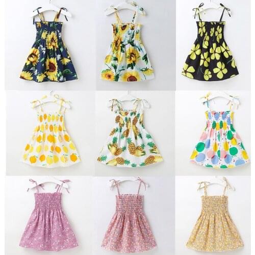 2-7 Years Sunflower Dress for Baby Kids Summer Sleeveless Suspender Princess Dress Toddler Girl Christmas Outfits Girl Clothes