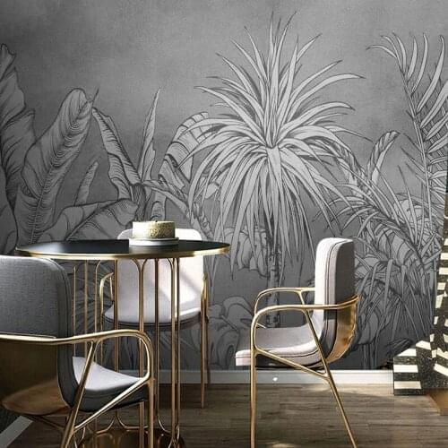 Custom 3D Wallpaper Nordic Hand Painted Abstract Retro Tropical Rainforest Banana Tree Background Wall Mural Papel De Parede 3 D