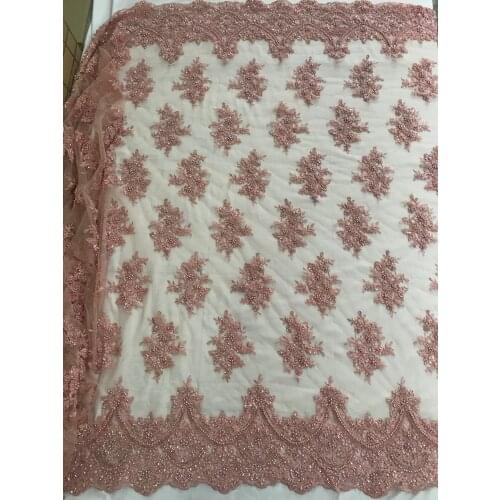 Sale Embroidery J-2888818 African Lace Fabric wtih beads High Quality French Tulle Lace Fabric Nigerian Lace Fabric