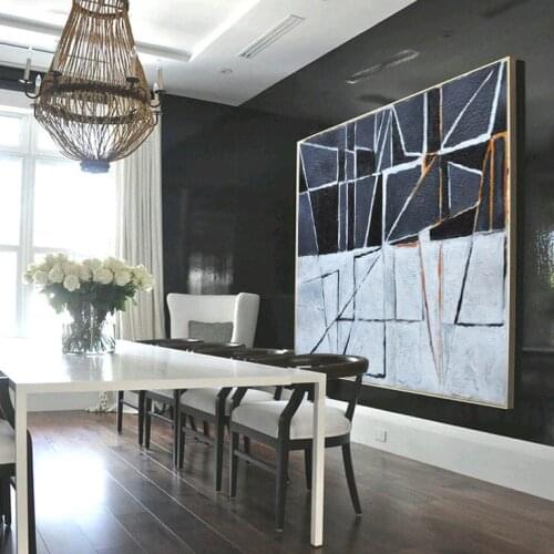 Handmade high quality thick knife abstract oil painting Black White Orange abstract on Canvas Painting Decor Oil Painting art