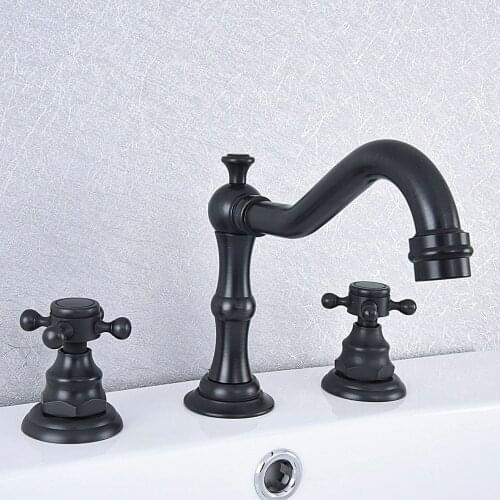 Basin Faucets Oil Rubbed Bronze Modern Bathroom Sink Faucet Double Cross Handle 3 Hole Bathbasin Mixer Taps zsf539