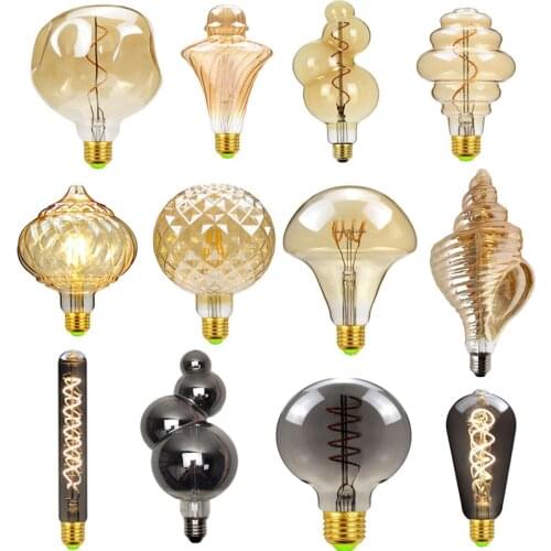 Led Bulbs Vintage Light Bulb G125 Stone Big Globe Bulb 4W Dimmable 220V 110V Led Filament Decorative Edison Bulb