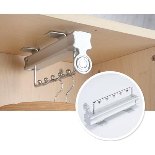 Wardrobe hanger Clothes hanging pole device Telescopic orbit Multi function push-pull clothes drying rod Cross bar Household