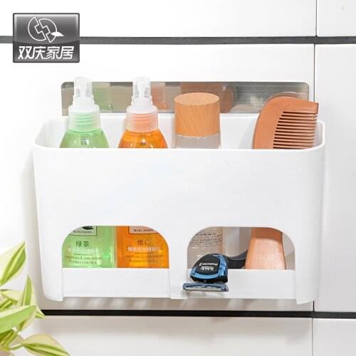 Magic Flexible Sticker Kitchen Draining Plastic Storage Rack Wall Mounted Holder Storage Basket