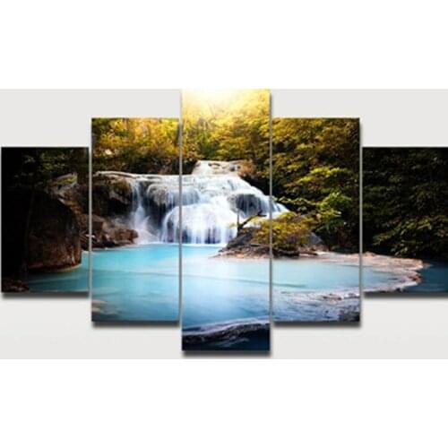 Needlework DIY 5D diamond embroidery diamond painting 5pcs cross stitch rhinestone mosaic Green water falls pattern crafts STY2