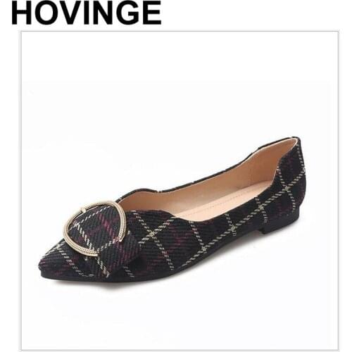 HOVINGE flat shoes 2019 woman fashion pointed toe shallow mouth flat shoes Casual Shoes elegant women OL dress shoes