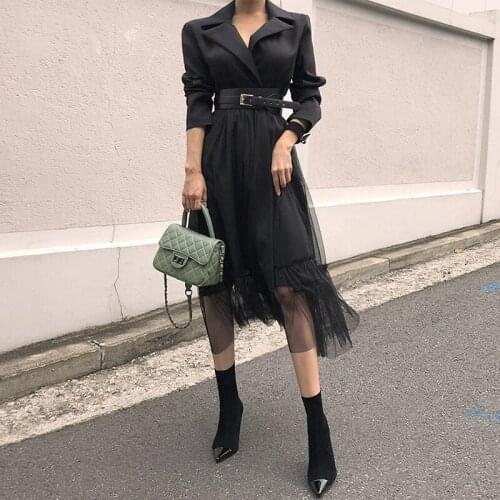 Fashion women new arrival casual personality comfortable work style a-line dress temperament fresh black party dress gift a belt