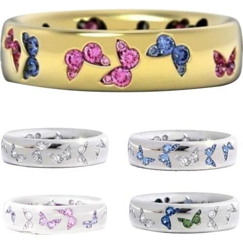 2021 Fashion Creative Butterfly Colorful Wedding Rings for Women Elegant Multicolor Zircon Glamour Ring Jewelry Girl Gift Bijoux