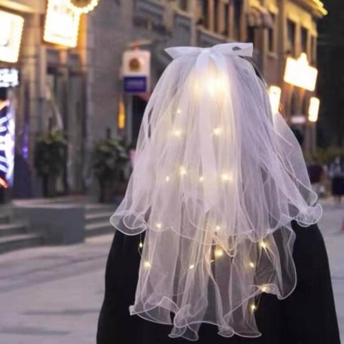 2021 Simple luminous veil headgear Elegant Two Layers Lace Bridal Veil With Comb Women Wedding Bridal Veil White