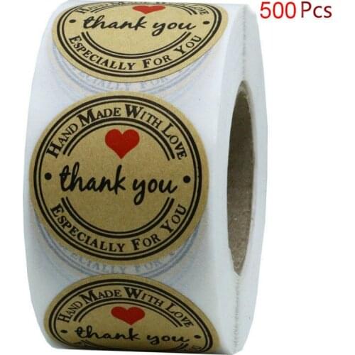 500 Thank you Stickers Wedding Stickers Home Made Craft Hand Made Kraft Paper Seals Scrapbook DIY Craft 1" Lables Handlettering