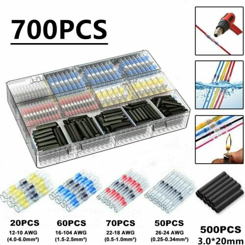 700/350Pcs Solder Seal Wire Connectors - Heat Shrink Solder Butt Connectors - Solder Connector Kit - Automotive Marine Insulated