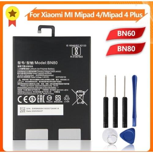 Xiao Mi Xiaomi Mi BN80 Phone Battery For Xiao mi Pad4 Plus Tablet 4 Pad4 Plus BN80 8620mAh Original Replacement Battery + Tool