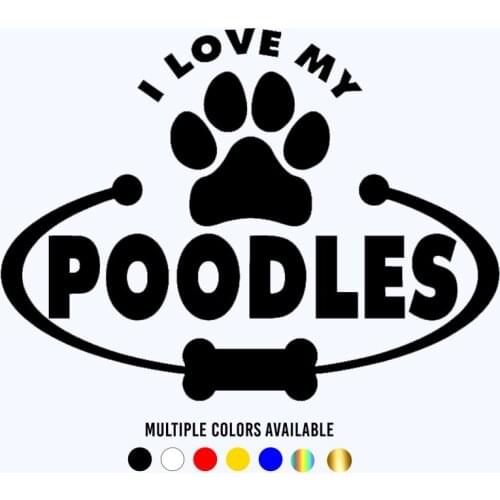 CK20677# Die-Cut Vinyl Decal Poodles Dog Paw Bone Car Sticker Waterproof Auto Decors on Car Body Bumper Rear Window