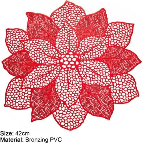 Flower PVC Hollow Round Embroidery table place mat Christmas pad Cloth placemat cup mug dining tea coaster coffee doily kitchen