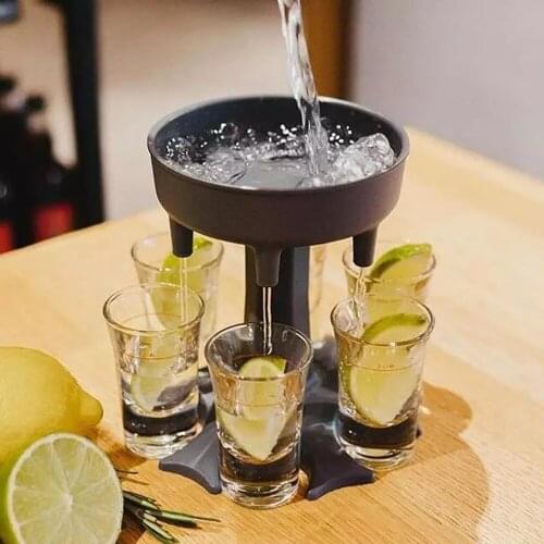 Liquor Dispenser 6 Shot Glass Wine Whisky Beer Dispenser Holder Drinking Games Tools for Christmas Home Party Bar Shot Glass
