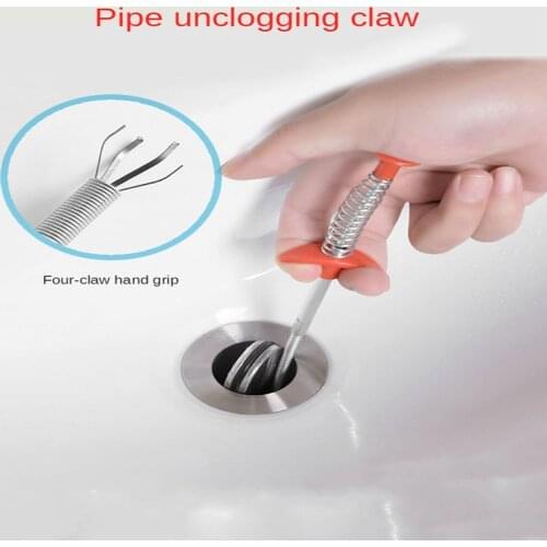 Drain Snake Drain Cleaner Sticks Clog Remover Cleaning Tools 23.6 Inch Spring Pipe Dredging Tools Household for Kitchen Sink