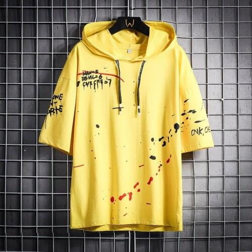 Graphic T Shirts 2021 New Summer Mens Short-sleeved T-shirt Tide Brand Flow Loose Mens Shirt Hooded Sweater T-shirts