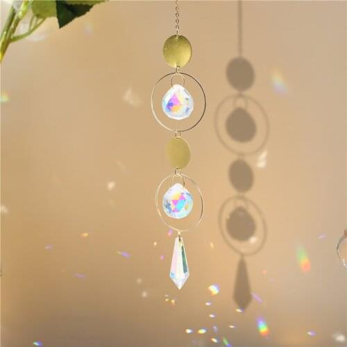 Windchimes Moon Sun Ball Crystal Hanging Metal Light Catcher Pendant Prism Garden Window Wedding Curtain Chandelier Home Decor