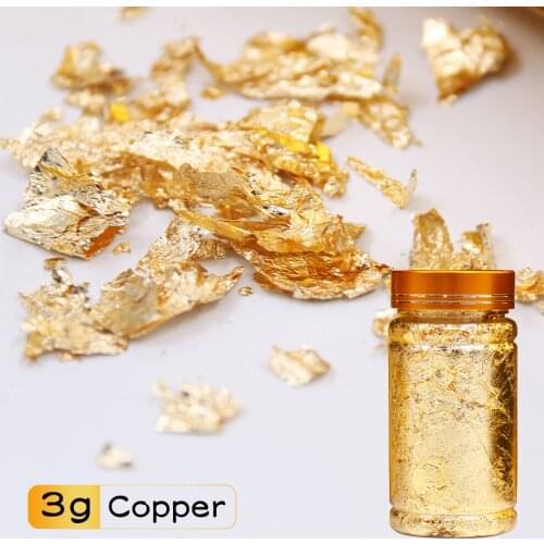 Imitation Gold Leaf Flakes,Pure Copper Leaf Flakes, 3g Fragment for Decoration,Furniture,Painting,Nail Art,Arts and Crafts