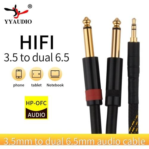 YYAUDIO Aux Cable Audi Splitter 3.5mm to Dual 6.5mm Audio Cable Mono Y Splitter Cable Splitter Cord Audio Splitter Cable Iphone