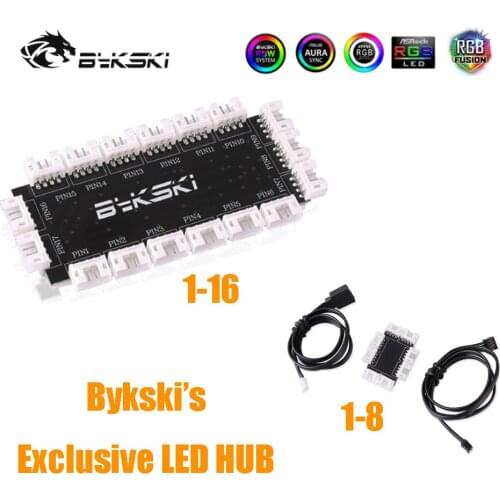 Bykski Led Strip Hub 1-8/1-16 Splitter A-RGB AURA SYNC Exclusive Stirp Convertor Expand Ports Water Cooler Custom B-TR-1TO8/16
