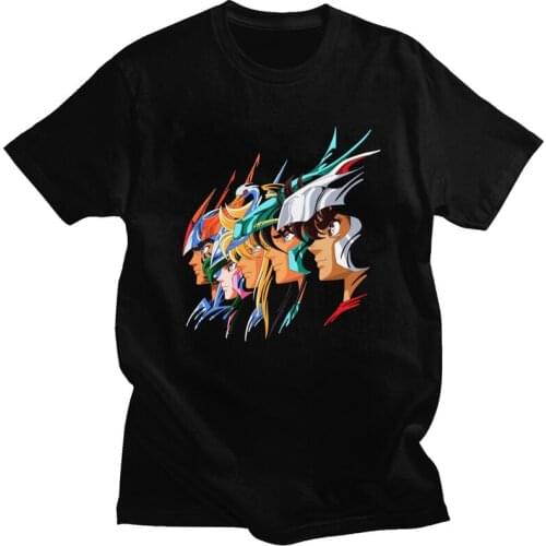 Handsome Saint Seiya Knights Of The Zodiac T Shirt Men Short Sleeved 100% Cotton T-shirt Los Caballeros Del Zodiaco Tee Top