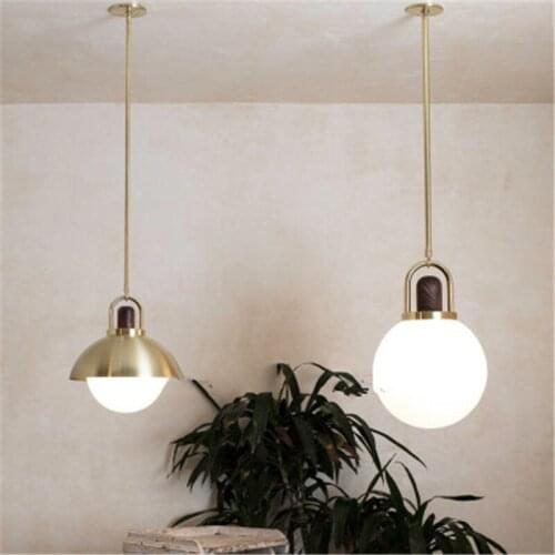 Post-modern Creative Wooden Living Room Pendant Lamp Simple Bedroom Bedside Restaurant Fitting Room Personality Glass Ball Lamp