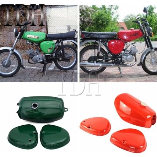 Motorcycle Steel Gas Green Orange Tank Fuel Tank Vintage Classic + 2 Side Cover For Simson S50 S51 S70