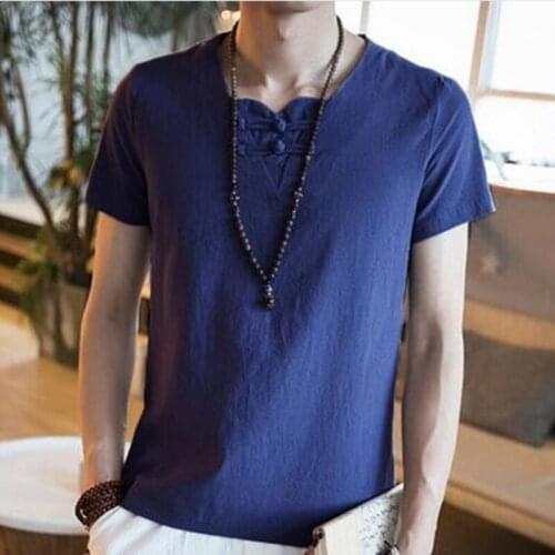 Plus Size M-5XL/6XL/7XL New Chinese Vintage Mandarin Collar Men Tops Short Sleeve Linen Cotton Shirt Big Code Mens Clothing